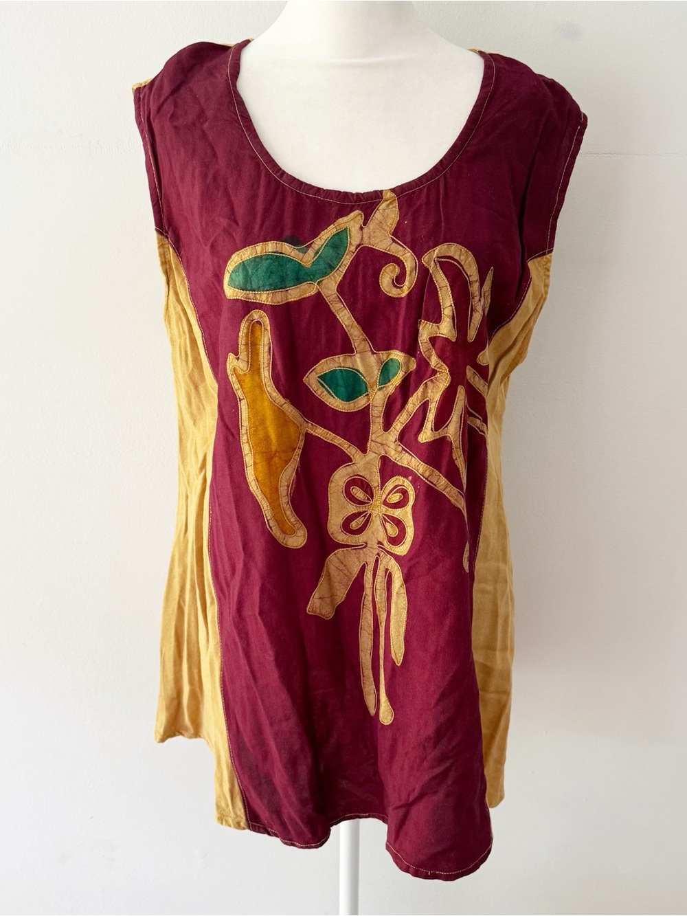 Vintage Women Sleeveless Top Free Size Hippe Boho Art to Wear Festival Whimsy